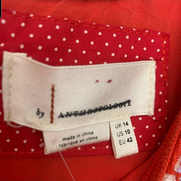 Anthropologie BNWT Aiko Embroidered Shift Dress Red Linen Blend - Picture 9 of 10